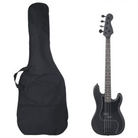vidaXL Chitara bass electrică începători, cu husă, negru, 4/4 46"