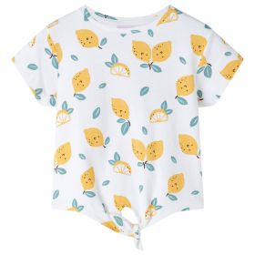 Tricou pentru copii cu tiv tip cravată, ecru, 92