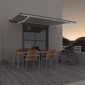 vidaXL Copertină retractabilă manual cu LED, crem, 500x350 cm