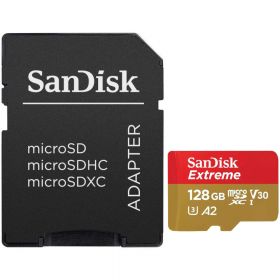 Card de memorie SanDisk Extreme microSDXC, 128GB + SD Adaptor pana la 190MB/s & 90MB/s