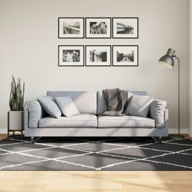 vidaXL Covor pufos "PAMPLONA" fire înalte negru/crem modern 160x230 cm