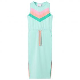 Rochie pentru copii cu șnur în talie, verde mentă deschis, 140
