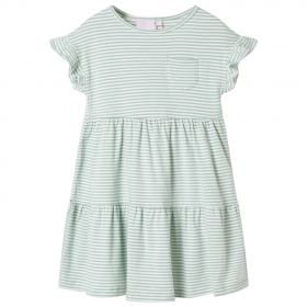 Rochie pentru copii, mâneci cu volane, verde mentă, 140