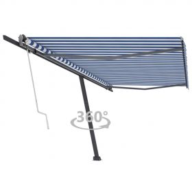 vidaXL Copertină autonomă retractabilă automat albastru&alb 500x300 cm