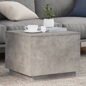 vidaXL Măsuță de cafea cu lumini LED, gri beton, 50x50x40 cm