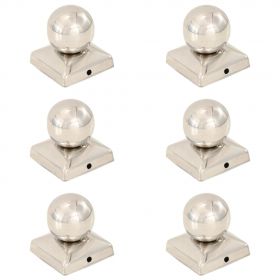 vidaXL Capace stâlpi tip glob, 6 buc., 71 x 71 mm, oțel inoxidabil