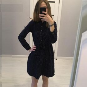 Rochie de toamnă cu guler albastru inchis XL