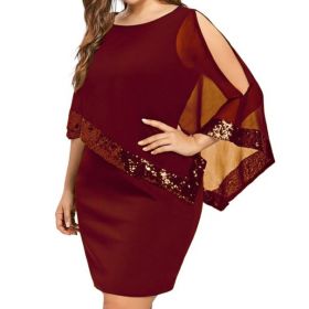 Rochie plus size cu paiete roșu închis XXL