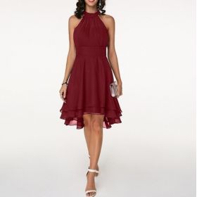 Rochie formală în jurul gâtului burgundy 4XL