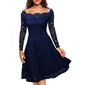 Rochie formală din dantelă albastru inchis 3XL