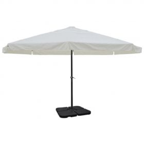 Umbrelă din aluminiu cu bază portabilă, alb