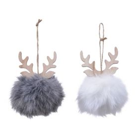 Decoratiune - Ball Polyester Faux Fur With Antlers - mai multe modele | Kaemingk