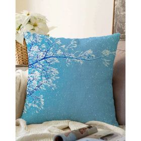 Față de pernă din amestec de bumbac Minimalist Cushion Covers Winter Wonderland, 55 x 55 cm, albastru