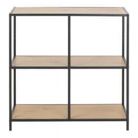 Etajeră neagră în decor de stejar 77x78 cm Seaford - Actona