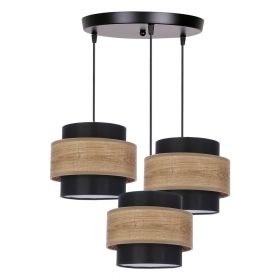 Lustră neagră-în culoare naturală cu abajur textil ø 20 cm Twin – Candellux Lighting