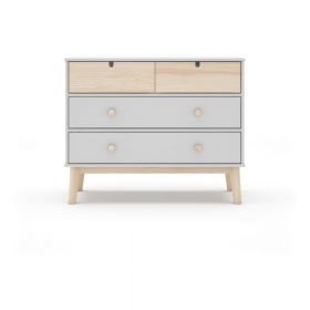 Comodă pentru copii albă joasă 100x81 cm Estefania – Marckeric