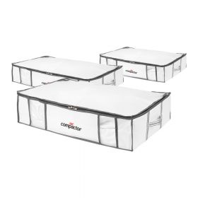 Cutii de depozitare pentru haine 3 buc. din material textil cu vacuum și pereți întăriți – Compactor
