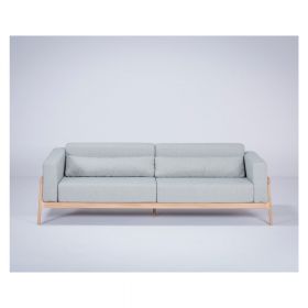 Canapea cu structură din lemn de stejar Gazzda Fawn Plus, 240 cm, albastru - gri