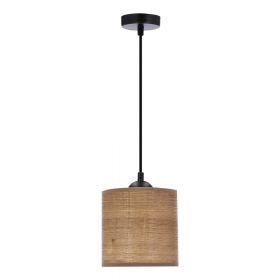 Lustră maro deschis cu abajur din ratan ø 15 cm Legno – Candellux Lighting