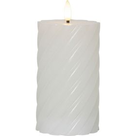 Lumânare cu LED din ceară albă Star Trading Flamme Swirl, înălțime 15 cm