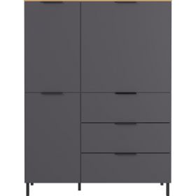 Comodă înaltă gri cu aspect de lemn de stejar 109x146 cm California - Germania