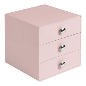 Organizator cu 3 sertare iDesign, 16,5 x 16,5 cm, roz