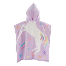 Poncho pentru copii mov din bumbac Unicorn – Catherine Lansfield