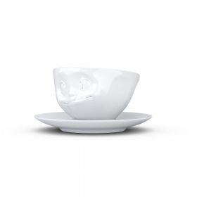 Ceașcă din porțelan cu farfurie, sclifosit, 58products, alb
