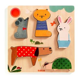 Puzzle din lemn Djeco „Animale de companie”