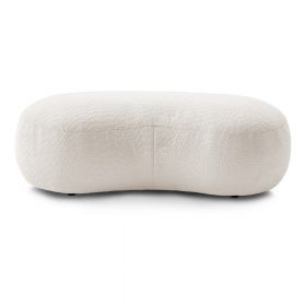 Puf din stofă bouclé alb Saint-Germain – Bobochic Paris