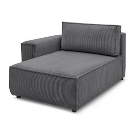 Modul pentru canapea gri închis cu tapițerie din catifea reiată (cu colț pe partea stângă ) Nihad modular – Bobochic Paris
