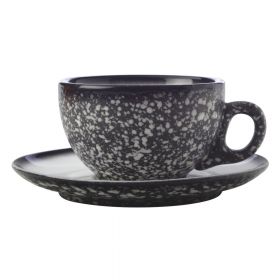 Ceașcă cu farfurie din ceramică Maxwell & Williams Caviar Granite, 250 ml, negru