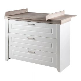Comodă de copii albă joasă cu aspect de lemn de ulm cu masă de schimbat 120x98 cm Felicia – Roba
