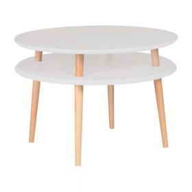 Masă de cafea cu picioare din lemn Ragaba UFO, Ø 70 cm, gri deschis