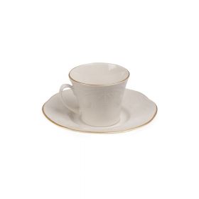 Set 6 cești din porțelan pentru cafea cu farfurie Stitched