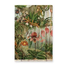 Decorațiune din lemn de pin pentru perete Madre Selva Jungle Flowers, 60 x 40 cm