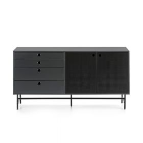 Comodă Teulat Punto, lungime 150 cm, negru-albastru