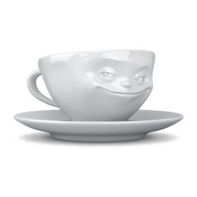 Ceașcă din porțelan pentru cafea 58products Smile, 200 ml, alb