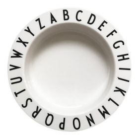 Farfurie adâncă pentru copii Design Letters Eat & Learn, ø 15,5 cm, alb