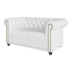 Canapea albă cu tapițerie din imitație de piele 148 cm York – Ropez
