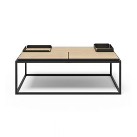 Măsuță de cafea negru-natural cu blat cu aspect de lemn de stejar 75x120 cm Douro – TemaHome