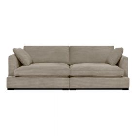 Canapea bej cu tapițerie din catifea reiată 236 cm Mobby – Scandic