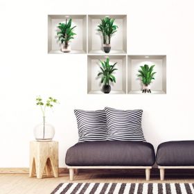 Set 4 autocolante 3D pentru perete Ambiance Exotic Palm Leaves