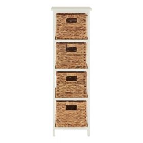 Etajeră de baie albă/în culoare naturală din lemn masiv de paulownia 32x100 cm Padstow – Premier Housewares