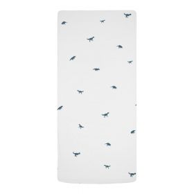 Cearceaf elastic pentru copii din bumbac satinat 200x90 cm Dino World - Butter Kings