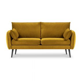 Canapea cu tapițerie din catifea Kooko Home Lento, 158 cm, galben