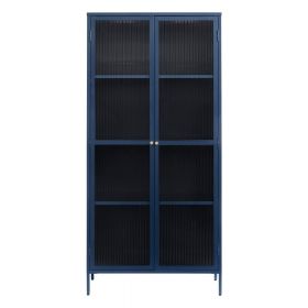 Vitrină albastru-închis din metal 90x190 cm Bronco – Unique Furniture