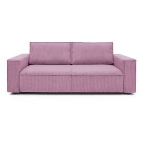 Canapea roz extensibilă cu tapițerie din catifea reiată 245 cm Nihad – Bobochic Paris