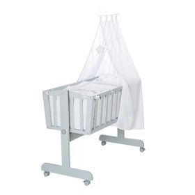 Pătuț leagăn gri cu roți și baldachin 40x90 cm Strenenzauber – Roba