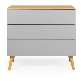 Comodă cu detalii în decor de stejar Tenzo Dot, 90 x 79 cm, gri